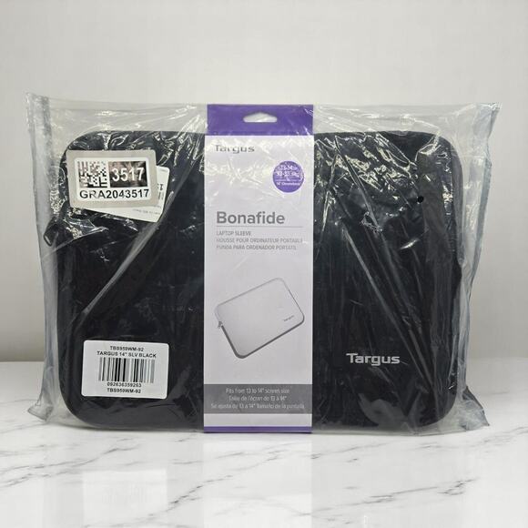 Targus Bonafide Laptop Sleeve Black Fits 13"-14" Screen Size NWT - Picture 1 of 7